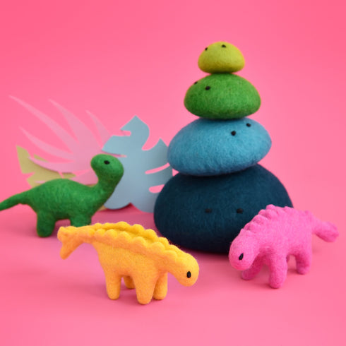 DASHDU - Sparkle Stegosaurus - Mini Yellow Felt Dinosaur